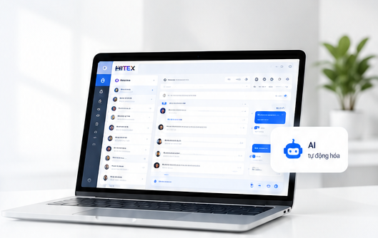 Minh họa máy tính chạy nền tảng quản lý HITEX